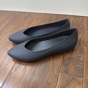 Crocs Brooklyn Pointed Ballet Flats Womens 10 Navy Blue Slip-On Comfort Office‎